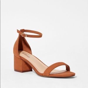 JustFab Noura Cognac Heeled Sandals. Size 7.5